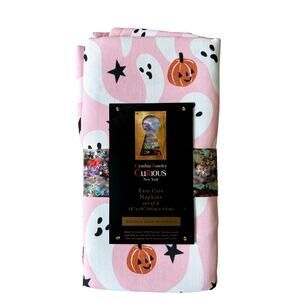 Cynthia Rowley PINK GHOST Napkins 18x18 Set of 6 Spooky Halloween New